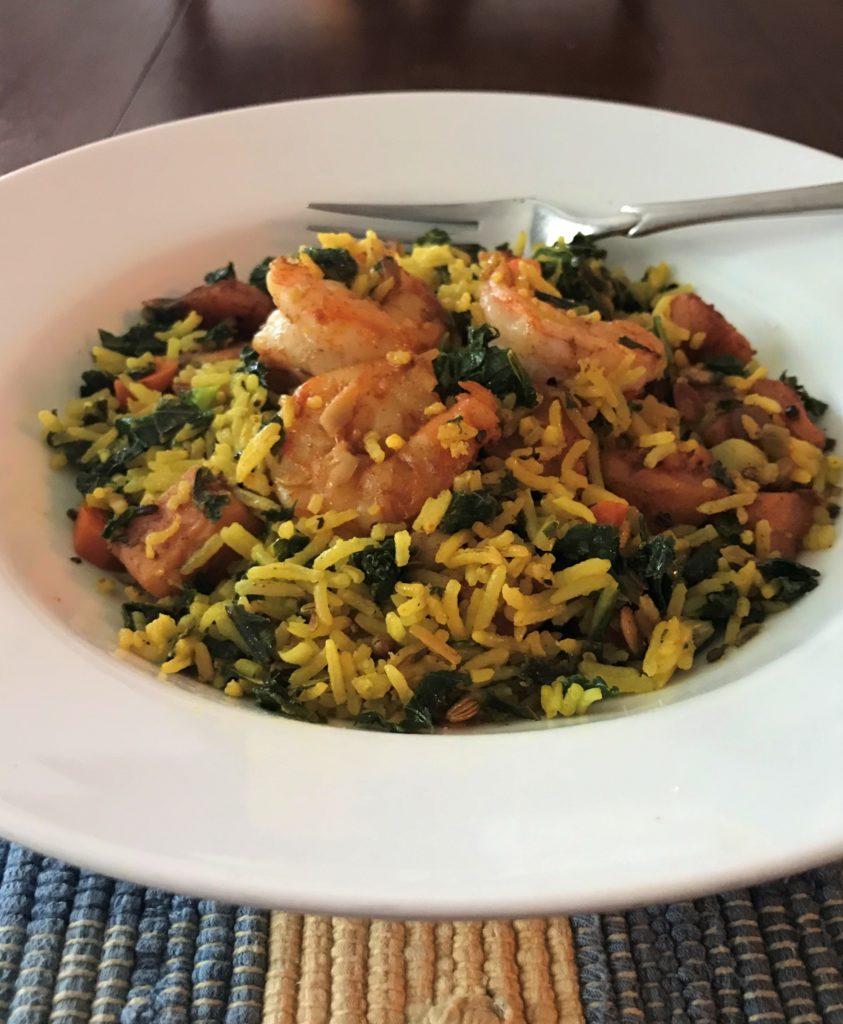 Rice, Kale, Yam and Shrimp Bowls - Simply Ghee